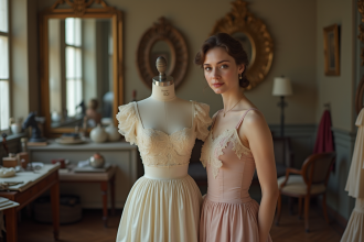 Jeune femme élégante dans un atelier de mode parisien