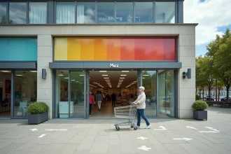 Entrée principale d'un magasin PILOU à Givors avec signalétique et accès piéton
