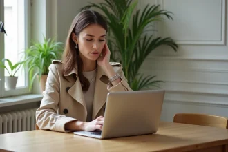 Femme élégante en trench beige sur un fond parisien