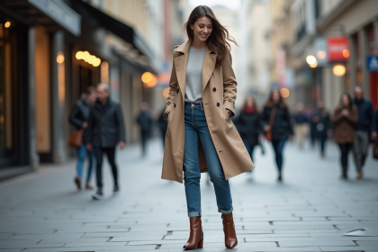 Femme urbaine portant bottines élégantes dans la rue