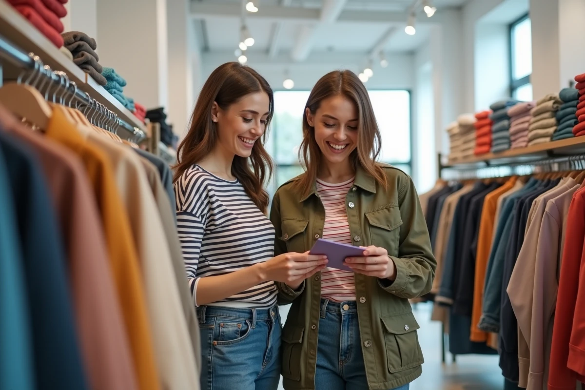 Deux femmes comparant des vêtements lors d'une vente privée The Bradery pour trouver les meilleurs prix en 2026