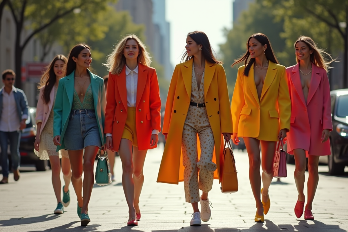 Groupe de jeunes à la mode dans la rue en 2025