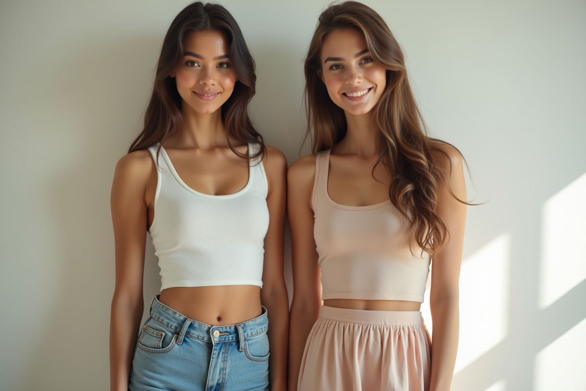 Deux jeunes femmes en mode été en lumière naturelle