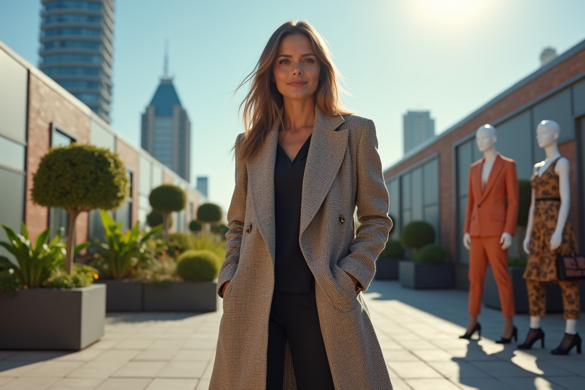 Laureate mode présentant collection sur terrasse urbaine